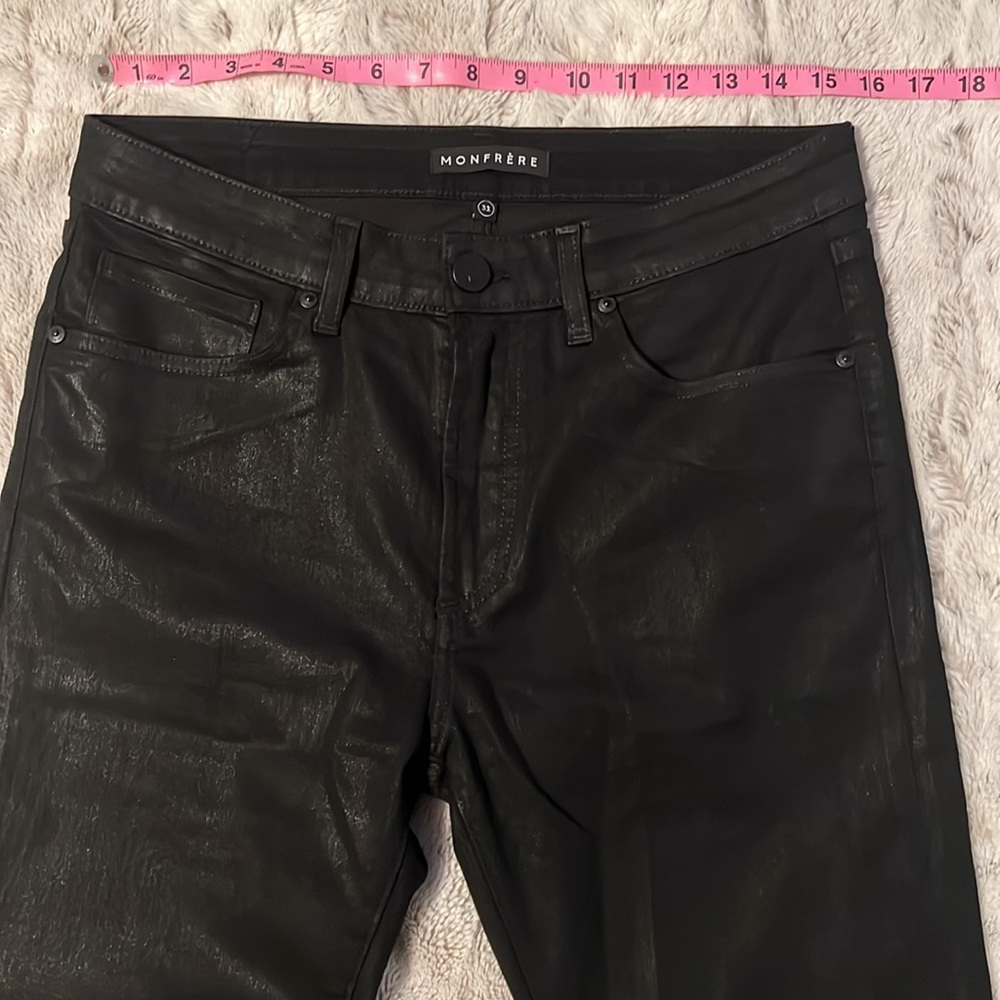 Monfrère Greyson Noir Coated Japanese Black Slim Denim Men Sz 31 - Picture 6 of 14